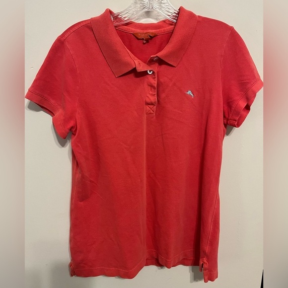Tommy Bahama (Relax) Women’s Coral/Orange Polo Shirt w/Logo, 3-Button; Size M - Picture 1 of 10